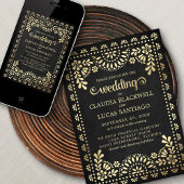 Papel Picado Black Wedding Einladung