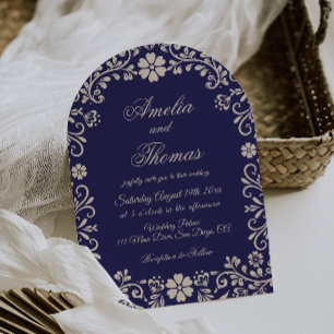 Papel Picado Blaue Mexikanische Hochzeit  Einladung