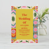 Papel Picado Bloom Blume Mexican Style Wedding Einladung (Stehend Vorderseite)