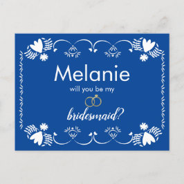 Papel Picado Blue Bridesmaid Vorschlag Card Feiertagspostkarte