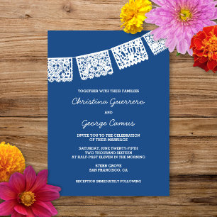 Papel Picado Blue   Einladung zur Hochzeit