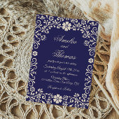 Papel Picado Blue Mexican Wedding  Einladung