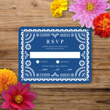 Papel Picado Blue | RSVP-Karte für Hochzeitserwide