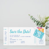 Papel Picado Boarding Pass Save the Date Karte (Stehend Vorderseite)