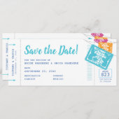 Papel Picado Boarding Pass Save the Date Karte (Vorne/Hinten)