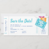 Papel Picado Boarding Pass Save the Date Karte (Vorderseite)