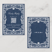 Papel Picado Boda Mexican Rustic Blue Wedding Begleitkarte (Vorne/Hinten)
