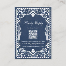 Papel Picado Boda Mexican Rustic Blue Wedding Begleitkarte
