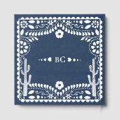 Papel Picado Boda Mexican Rustic Blue Wedding Gästebuch (Rückseite)