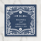 Papel Picado Boda Mexican Rustic Blue Wedding Geschenkanhänger (Vorderseite)