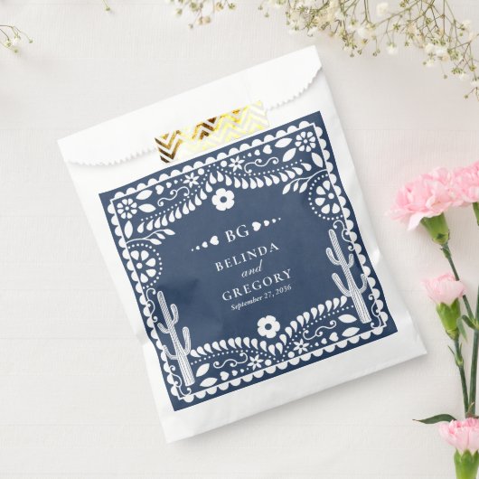 Papel Picado Boda Mexican Rustic Blue Wedding Geschenktütchen (Versiegelt)