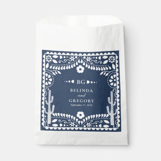 Papel Picado Boda Mexican Rustic Blue Wedding Geschenktütchen (Vorderseite)
