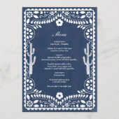 Papel Picado Boda Mexican Rustic Blue Wedding Menükarte (Vorderseite)