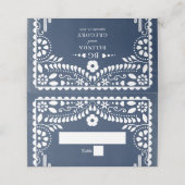 Papel Picado Boda Mexican Rustic Blue Wedding Platzkarte (Außenseite Aufgefaltet)