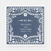 Papel Picado Boda Mexican Rustic Blue Wedding Serviette (Vorderseite)