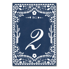 Papel Picado Boda Mexican Rustic Blue Wedding Tischnummer