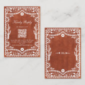 Papel Picado Boda Mexican Terracotta Brown Wedding Begleitkarte (Vorne/Hinten)