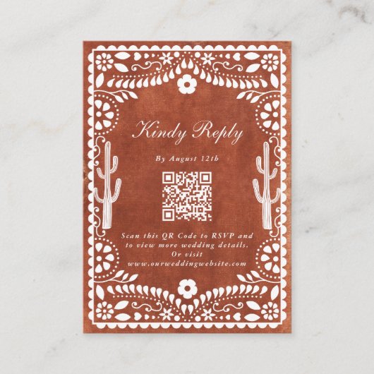 Papel Picado Boda Mexican Terracotta Brown Wedding Begleitkarte (Vorderseite)