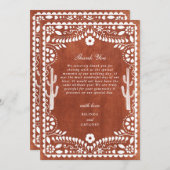 Papel Picado Boda Mexican Terracotta Brown Wedding Dankeskarte (Vorne/Hinten)