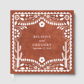 Papel Picado Boda Mexican Terracotta Brown Wedding Gästebuch (Vorderseite)