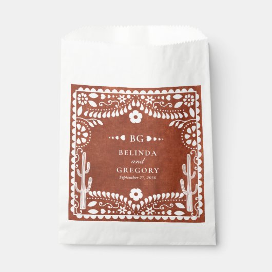 Papel Picado Boda Mexican Terracotta Brown Wedding Geschenktütchen (Vorderseite)