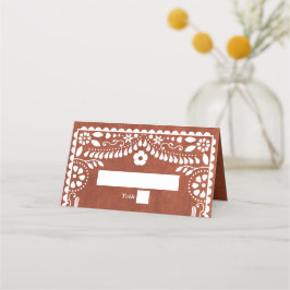 Papel Picado Boda Mexican Terracotta Brown Wedding Platzkarte