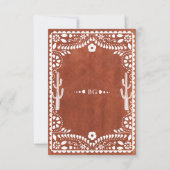 Papel Picado Boda Mexican Terracotta Brown Wedding RSVP Karte (Rückseite)