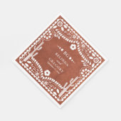 Papel Picado Boda Mexican Terracotta Brown Wedding Serviette (Ecke)