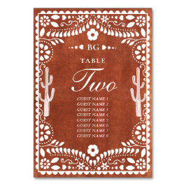 Papel Picado Boda Mexican Terracotta Brown Wedding Tischnummer