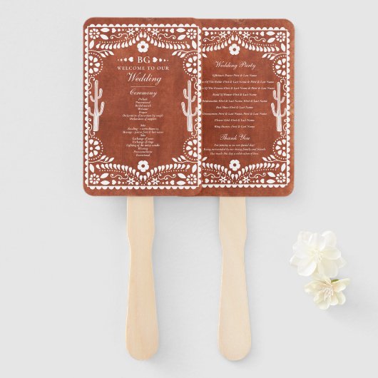 Papel Picado Boda Mexican Terracotta Wedding  Fächer (Vorne und Hinten)