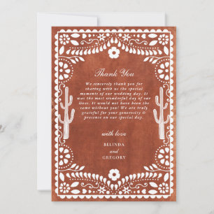 Papel Picado Boda Mexican Terrakotta Braune Hochze Dankeskarte