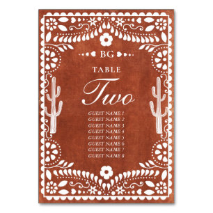 Papel Picado Boda Mexican Terrakotta Braune Hochze Tischnummer