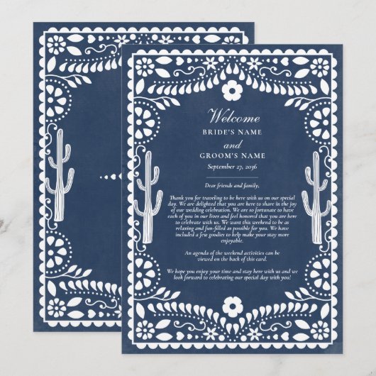 Papel Picado Boda Mexican Wedding Itinerary Programm (Vorne/Hinten)