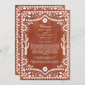 Papel Picado Boda Mexican Wedding Itinerary Programm (Vorne/Hinten)