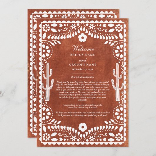 Papel Picado Boda Mexican Wedding Itinerary Programm (Vorne/Hinten)