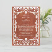 Papel Picado Boda Mexican Wedding Itinerary Programm (Stehend Vorderseite)