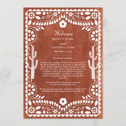 Papel Picado Boda Mexican Wedding Itinerary Programm (Vorderseite)