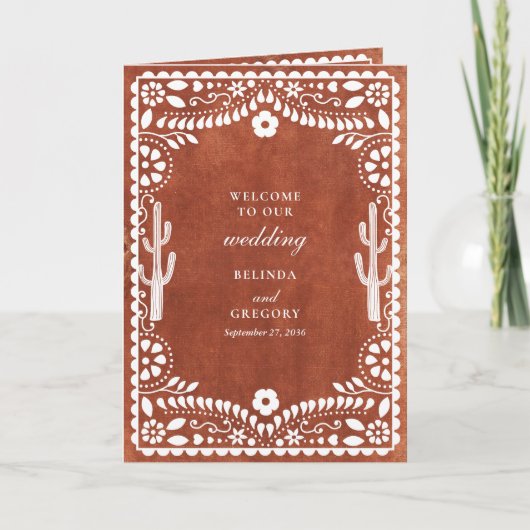 Papel Picado Boda Mexikanische Hochzeits-Ablaufpla Programm (Vorderseite)