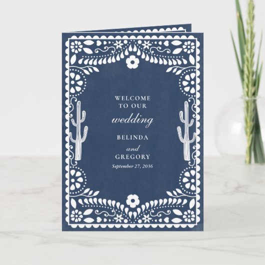 Papel Picado Boda Mexikanische Hochzeits-Ablaufpla Programm (Vorderseite)