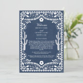 Papel Picado Boda Mexikanische Hochzeitsplanung Programm (Stehend Vorderseite)