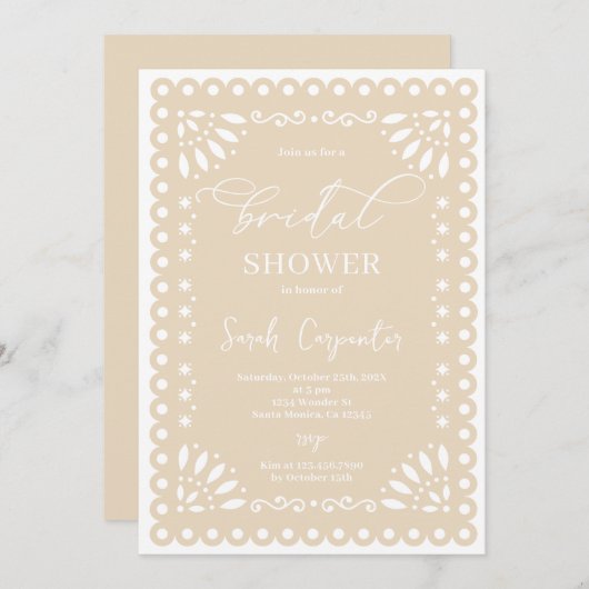 Papel Picado Brautparty Einladung (Vorne/Hinten)