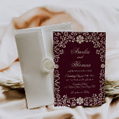 Papel Picado Burgundy Red Mexican Wedding  Einladung