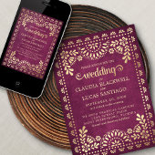 Papel Picado Burgundy Wedding Einladung