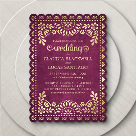 Papel Picado Burgundy Wedding Einladung