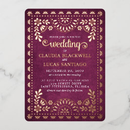 Papel Picado Burgundy Wedding Folieneinladung