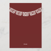 Papel Picado Burgundy & White Wedding Invitation Einladung (Rückseite)
