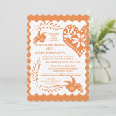 Papel Picado Citrus Orange Fiesta Wedding Banner Einladung (Stehend Vorderseite)