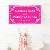 Papel Picado Colorful Mexican Wedding Foto Banner (Insitu)