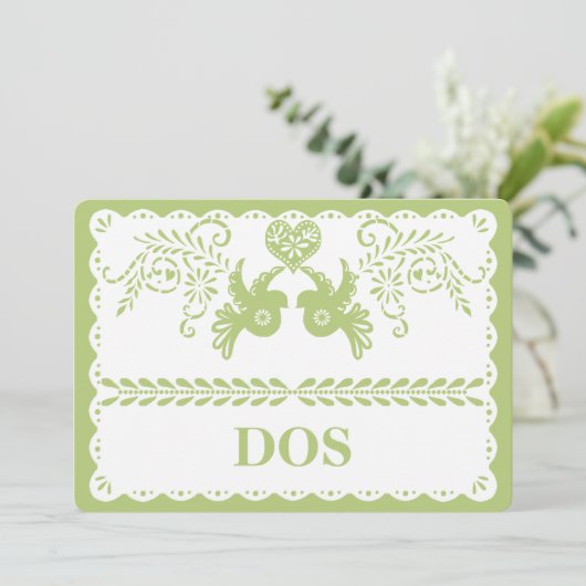 Papel Picado Dos 2 Tischnummern Gold Fiesta (Stehend Vorderseite)