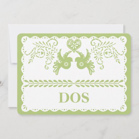 Papel Picado Dos 2 Tischnummern Gold Fiesta (Rückseite)